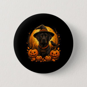Black Lab Halloween Witch Hat Labrador Dog Pumpkin 6 Cm Round Badge