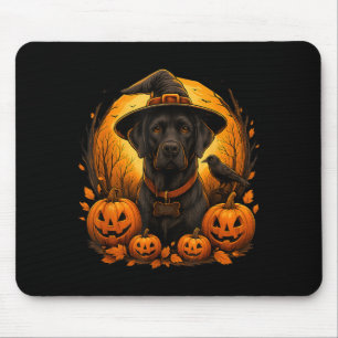 Black Lab Halloween Witch Hat Labrador Dog Pumpkin Mouse Mat