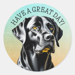 Black Lab   Have a Great Day Classic Round Sticker