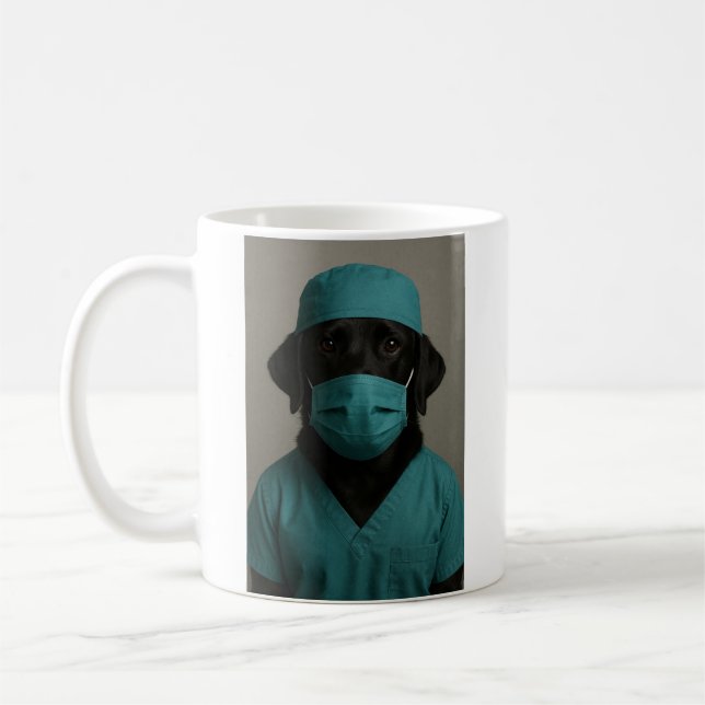 Black Lab in Scrubs Coffee Mug (Left)