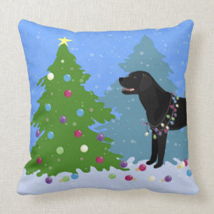 Black Lab in the Forest Decorating Christmas Tree Cushion