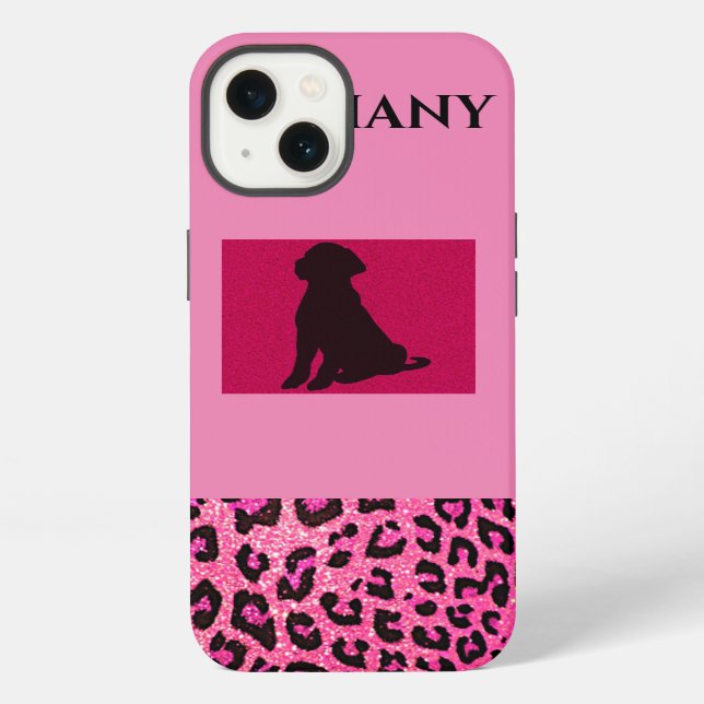Black Lab iPhone/iPad case with personalised name. (Back)
