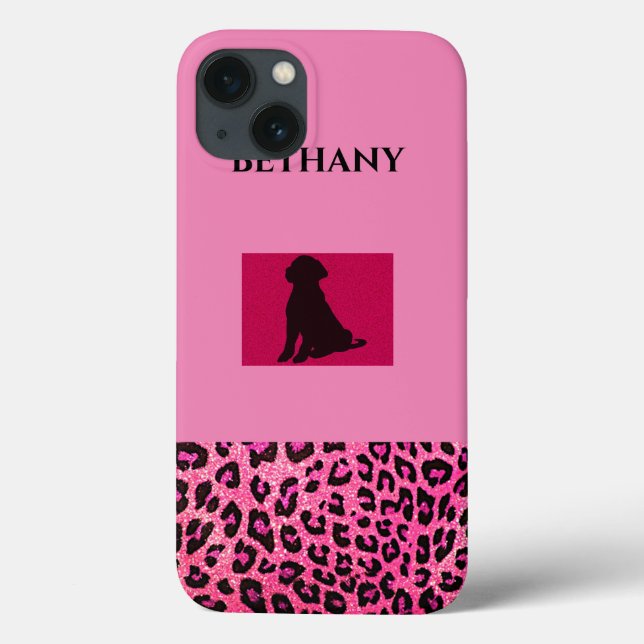 Black Lab iPhone/iPad case with personalised name. (Back)