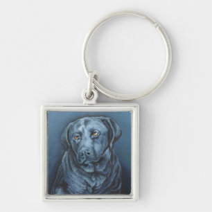 Black Lab Keychain Blue Dog Art Gifts