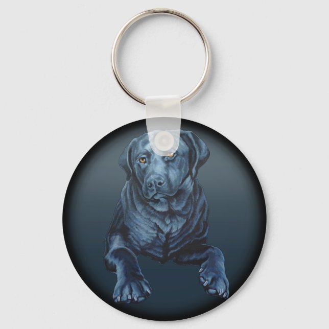Black Lab Keychain Blue Dog Art Gifts (Front)