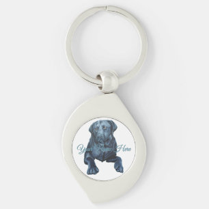 Black Lab Keychain Blue Dog Personalised Keychain