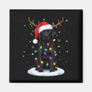 Black Lab Labrador Christmas Dog Reindeer Lights P Magnet