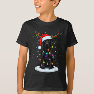 Black Lab Labrador Christmas Dog Reindeer Lights P T-Shirt