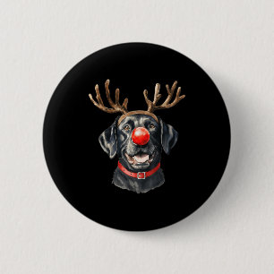 Black Lab Labrador Christmas Dog Reindeer Xmas Paj 6 Cm Round Badge