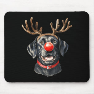Black Lab Labrador Christmas Dog Reindeer Xmas Paj Mouse Mat