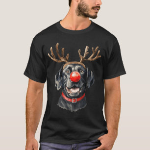 Black Lab Labrador Christmas Dog Reindeer Xmas Paj T-Shirt