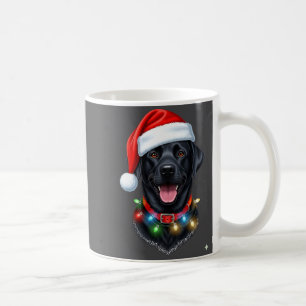 Black Lab Labrador Christmas Dog Santa Hat Light P Coffee Mug