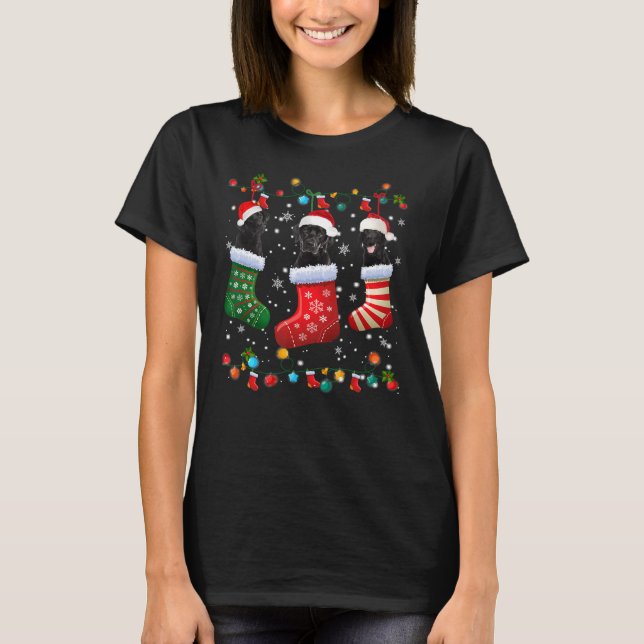Black Lab Labrador Christmas Socks Xmas Pajama Dog T-Shirt (Front)