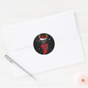 Black Lab Labrador Christmas Tree Light Pajama Classic Round Sticker