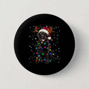 Black Lab Labrador Christmas Tree Light Pajama Dog 6 Cm Round Badge