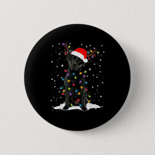 Black Lab Labrador Christmas Tree Light Pajama Dog 6 Cm Round Badge