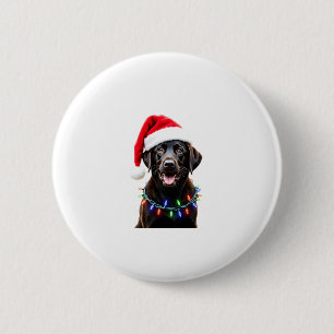 Black Lab Labrador Christmas Tree Light Pajama Dog 6 Cm Round Badge