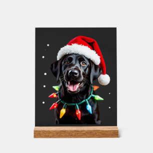 Black Lab Labrador Christmas Tree Light Pajama Dog Acrylic Sign