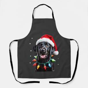 Black Lab Labrador Christmas Tree Light Pajama Dog Apron