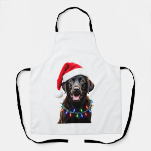 Black Lab Labrador Christmas Tree Light Pajama Dog Apron