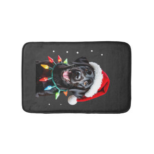 Black Lab Labrador Christmas Tree Light Pajama Dog Bath Mat