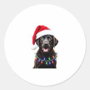 Black Lab Labrador Christmas Tree Light Pajama Dog Classic Round Sticker