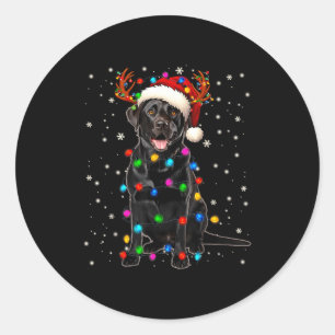 Black Lab Labrador Christmas Tree Light Pajama Dog Classic Round Sticker