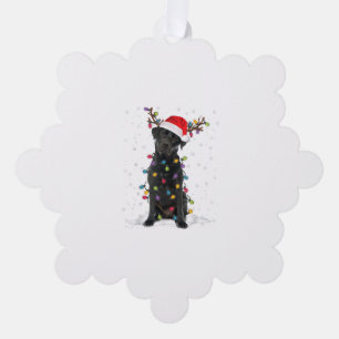 Black Lab Labrador Christmas Tree Light Pajama Dog Decoration Card