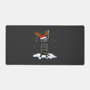 Black Lab Labrador Christmas Tree Light Pajama Dog Desk Mat