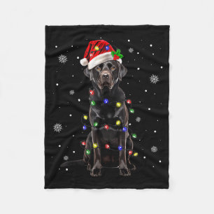 Black Lab Labrador Christmas Tree Light Pajama Dog Fleece Blanket