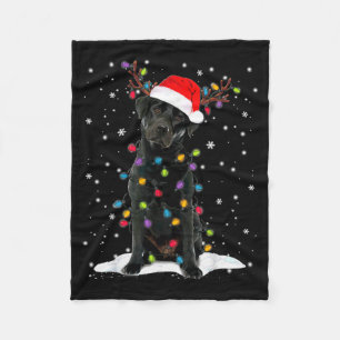 Black Lab Labrador Christmas Tree Light Pajama Dog Fleece Blanket
