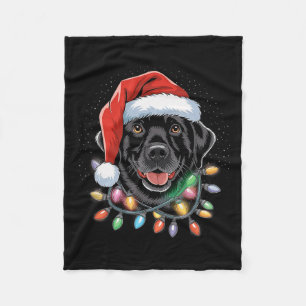 Black Lab Labrador Christmas Tree Light Pajama Dog Fleece Blanket