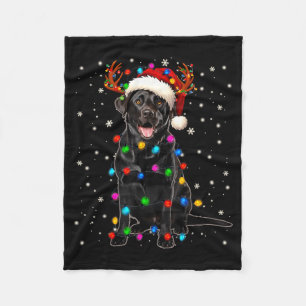 Black Lab Labrador Christmas Tree Light Pajama Dog Fleece Blanket