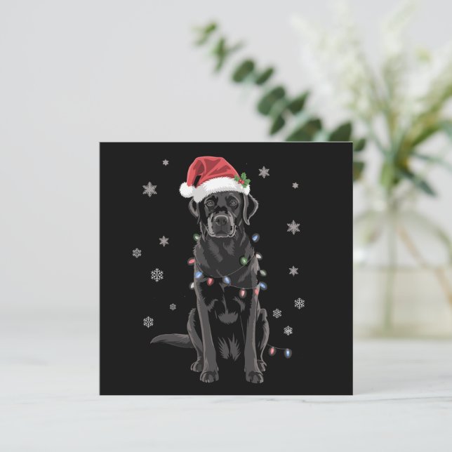 Black Lab Labrador Christmas Tree Light Pajama Dog Holiday Card (Standing Front)