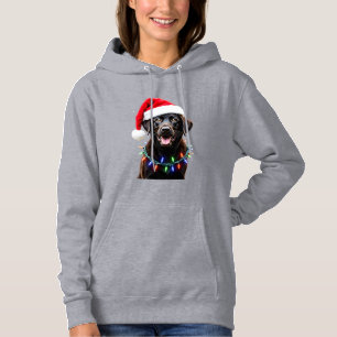 Black Lab Labrador Christmas Tree Light Pajama Dog Hoodie