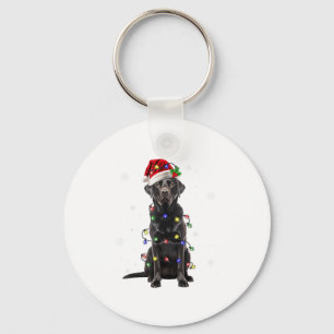 Black Lab Labrador Christmas Tree Light Pajama Dog Key Ring