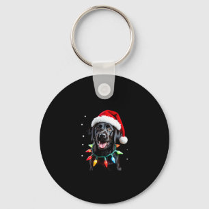 Black Lab Labrador Christmas Tree Light Pajama Dog Key Ring