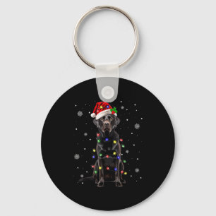 Black Lab Labrador Christmas Tree Light Pajama Dog Key Ring