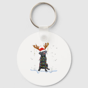 Black Lab Labrador Christmas Tree Light Pajama Dog Key Ring
