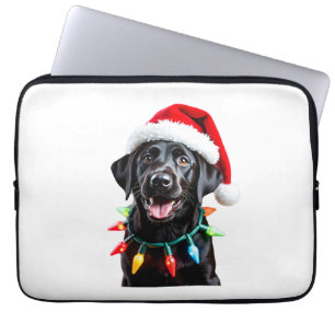 Black Lab Labrador Christmas Tree Light Pajama Dog Laptop Sleeve