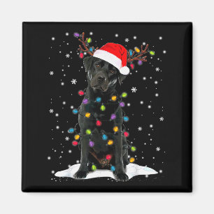 Black Lab Labrador Christmas Tree Light Pajama Dog Magnet