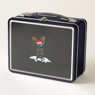 Black Lab Labrador Christmas Tree Light Pajama Dog Metal Lunch Box