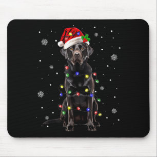 Black Lab Labrador Christmas Tree Light Pajama Dog Mouse Mat
