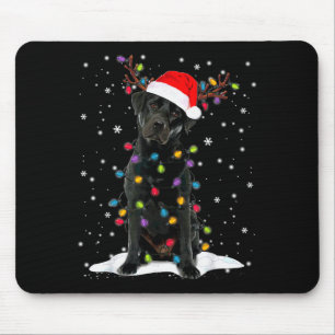 Black Lab Labrador Christmas Tree Light Pajama Dog Mouse Mat