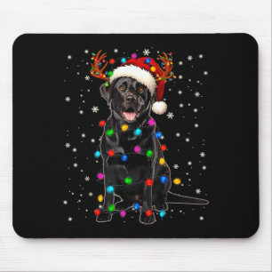 Black Lab Labrador Christmas Tree Light Pajama Dog Mouse Mat
