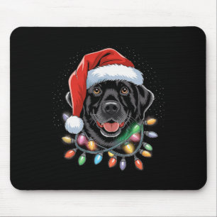 Black Lab Labrador Christmas Tree Light Pajama Dog Mouse Mat