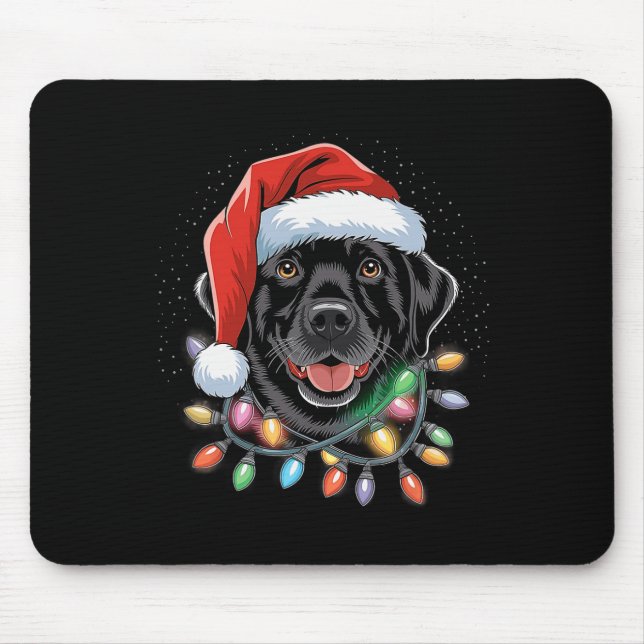 Black Lab Labrador Christmas Tree Light Pajama Dog Mouse Mat (Front)