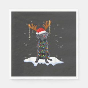 Black Lab Labrador Christmas Tree Light Pajama Dog Napkin