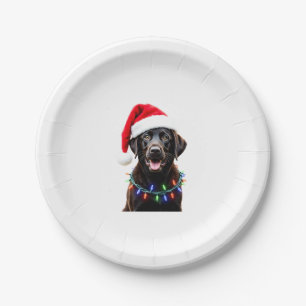 Black Lab Labrador Christmas Tree Light Pajama Dog Paper Plate