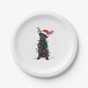 Black Lab Labrador Christmas Tree Light Pajama Dog Paper Plate